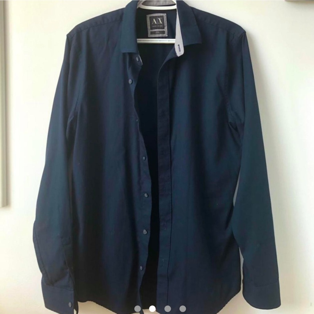Navy Button-Up Dress Shirt